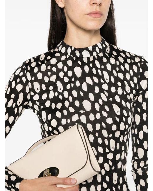 Patrizia Pepe White Graphic-Print Long-Sleeve Dress