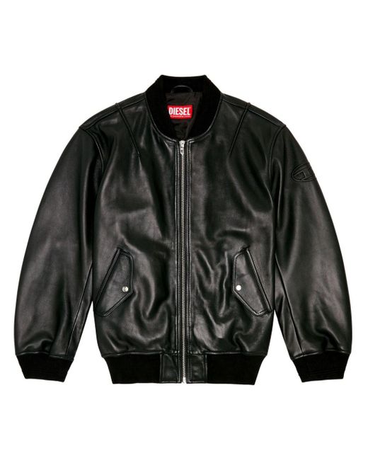 DIESEL Black L-pritts-new Leather Jacket for men