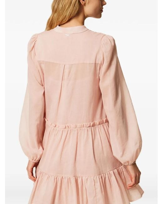 Twinset Pink Ruffled Shirt Dress