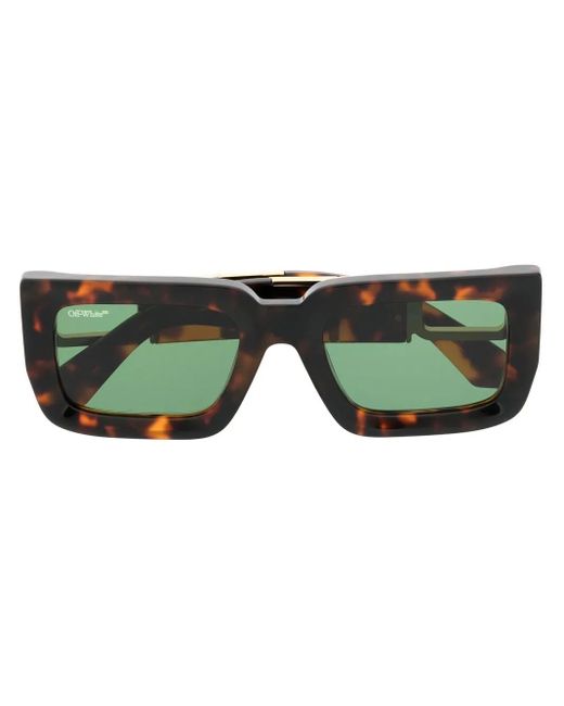 Off-White c/o Virgil Abloh Green Tortoiseshell Square-Frame Sunglasses for men