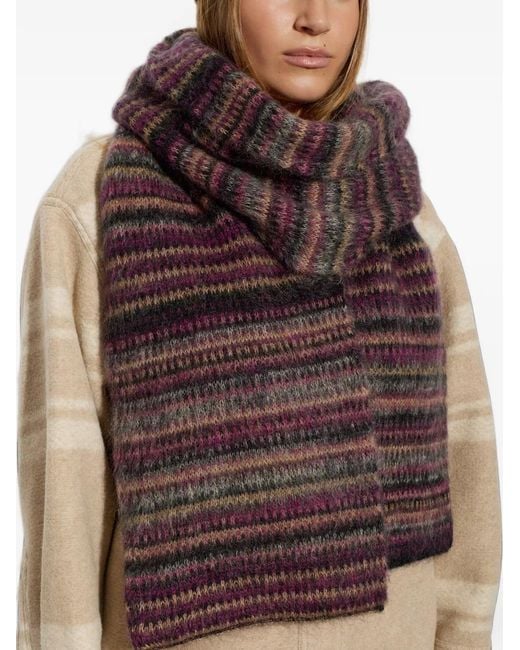 Isabel Marant Purple Mouna Striped Scarf