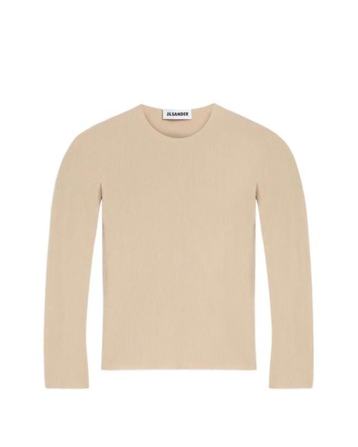 Jil Sander Natural Ribbed-Knit Top