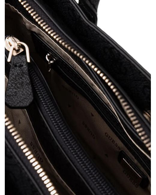 Guess Black Leona Monogram-Print Shoulder Bag