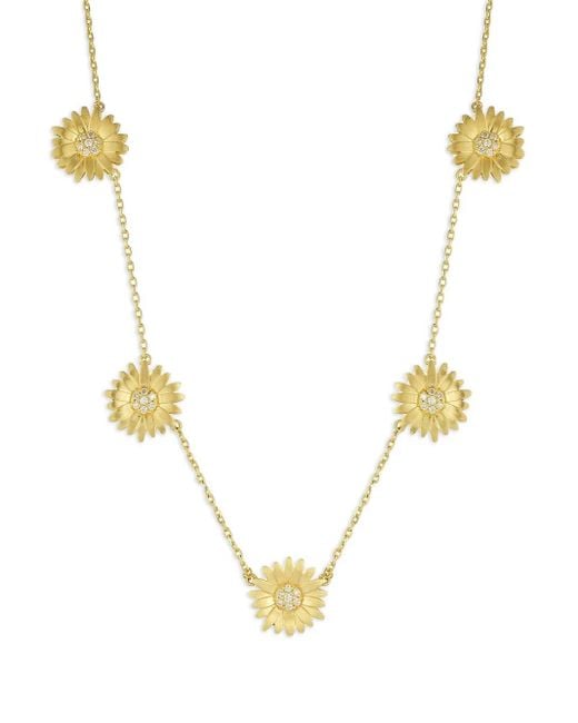 Tanya Farah Metallic 18Kt Daisy 5 Diamond Necklace