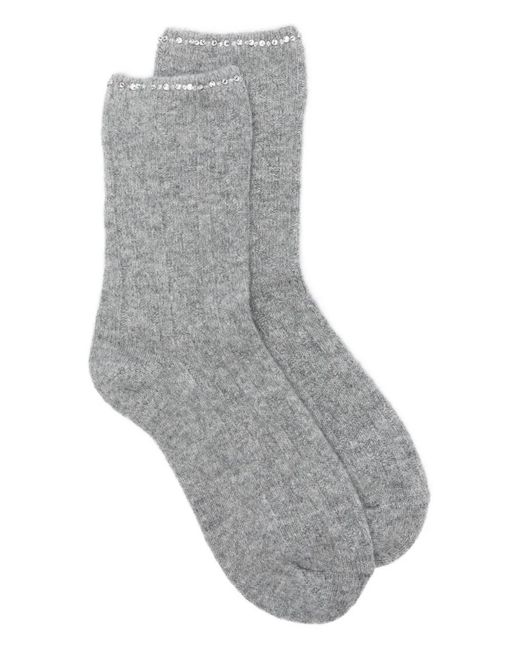 Maje Gray Crystal-Embellished Socks