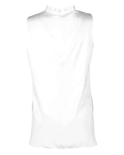 Adam Lippes White Drape-Neck Sleeveless Top