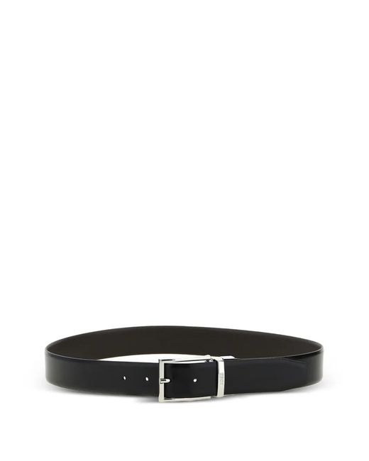 Boss White Reversible Italian Leather Belt With Two Textures for men