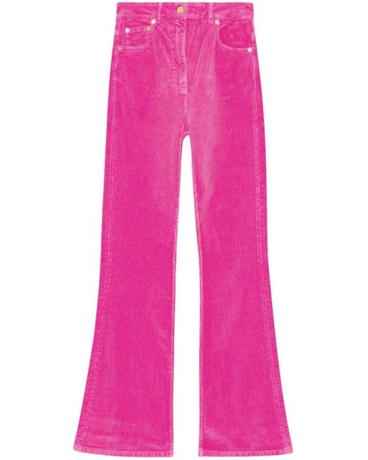 Ganni Pink Corduroy Organic-cotton Blend Flared Jeans