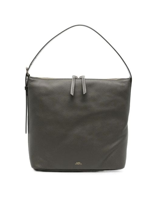 A.P.C. Black Vera Grained Leather Shoulder Bag