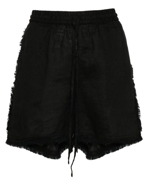 P.A.R.O.S.H. Black Logo-Embroidered Frayed Shorts