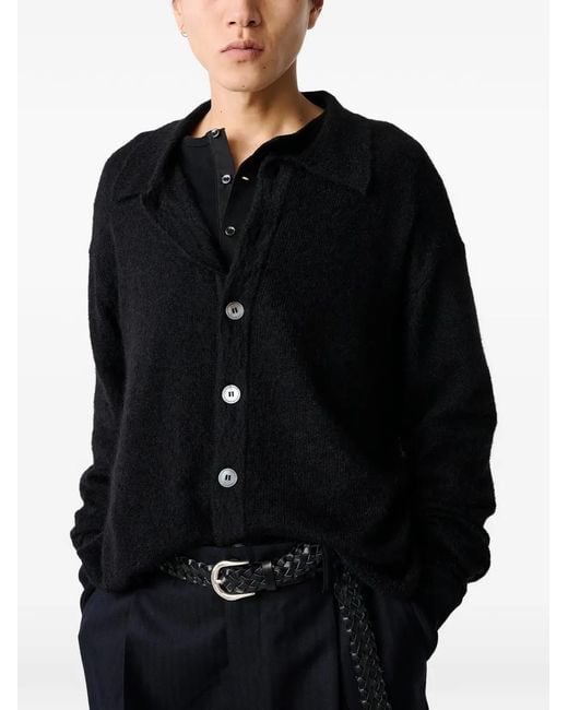 Studio Nicholson Black Hamto Polo Button Cardigan for men