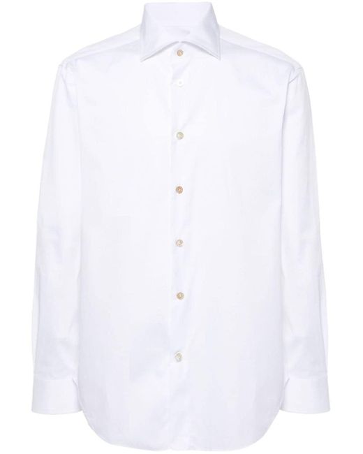Kiton White Cotton Buttoned Shirt for men