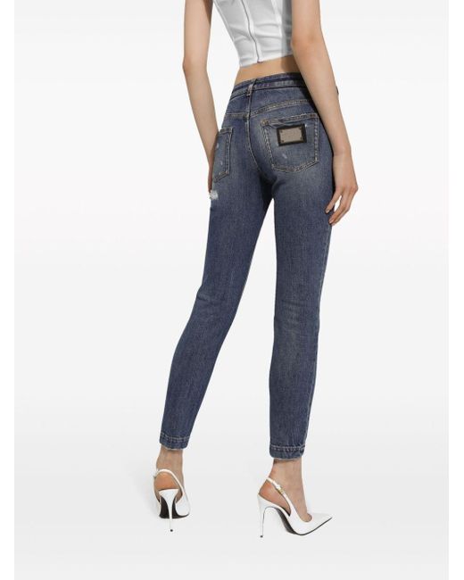 Dolce & Gabbana Blue Tief sitzende Skinny-Jeans