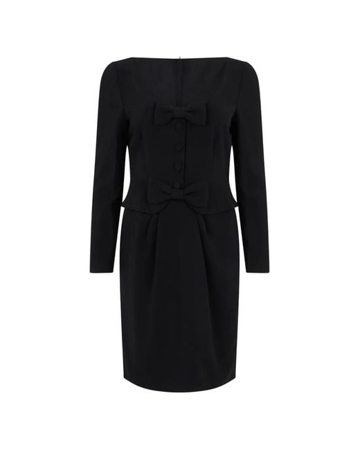 Moschino Black Bow-Detail Long-Sleeve Dress