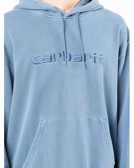 Carhartt Blue Embroidered-Logo Hoodie for men