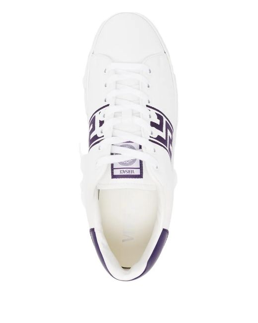 Versace White Greca Embroidered Nylon Sneakers for men