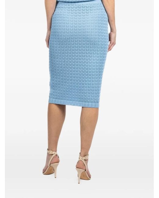L'Agence Blue Lace Midi Skirt