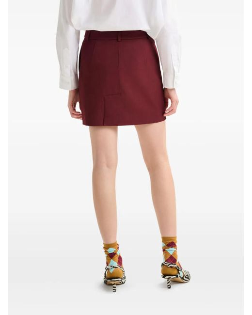 Essentiel Antwerp Red Button-Fastening Mini Skirt