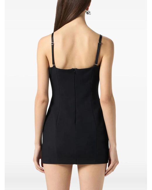 Blumarine Black Rose-embroidered Mini Dress