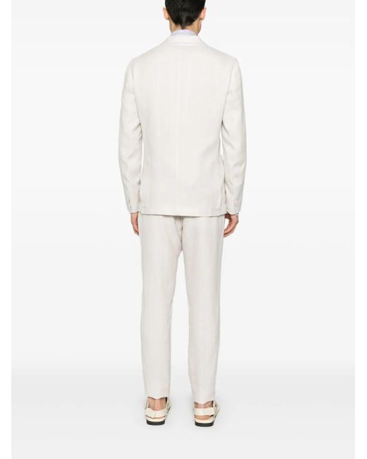 Eleventy White Pinstriped Suit for men