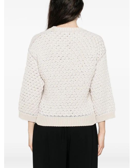 Peserico White Open-Knit Sweater