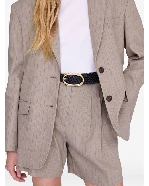 Anine Bing White Ceinture En Cuir À Design Tressé