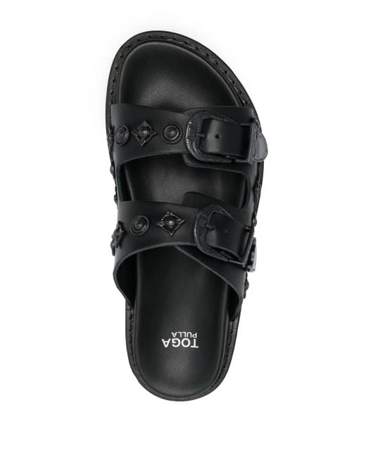 Toga Black Stud-Embellished Leather Slides