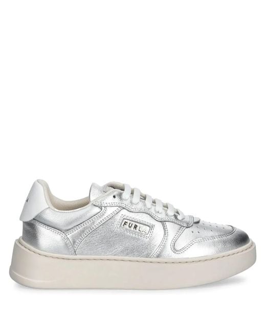 Furla White Metallic Effect Trainers