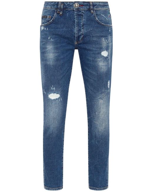 Philipp Plein Blue Lion Circus Skinny-cut Jeans for men