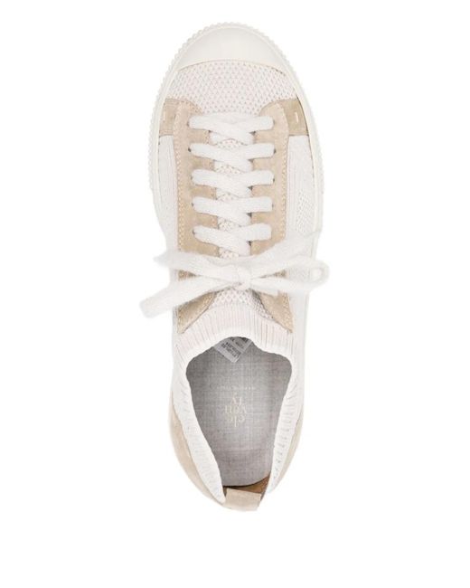 Eleventy White Perforated Suede Trainers for men