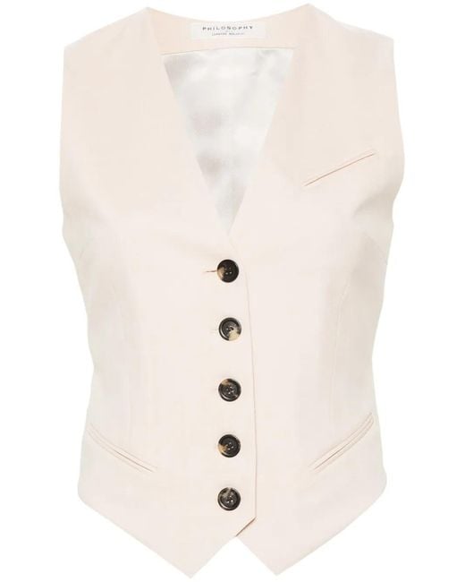 Philosophy Di Lorenzo Serafini Natural V-Neck Strap-Detail Waistcoat