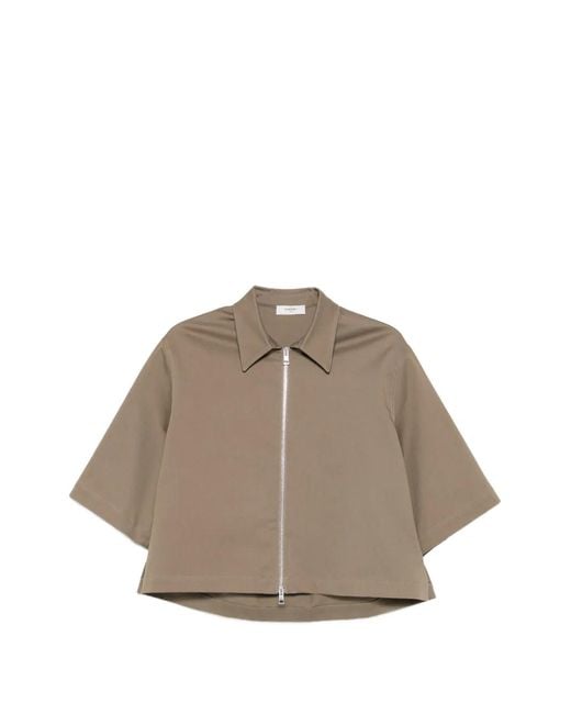NINA 14.7 Brown Zip-Up Short-Sleeve Jacket