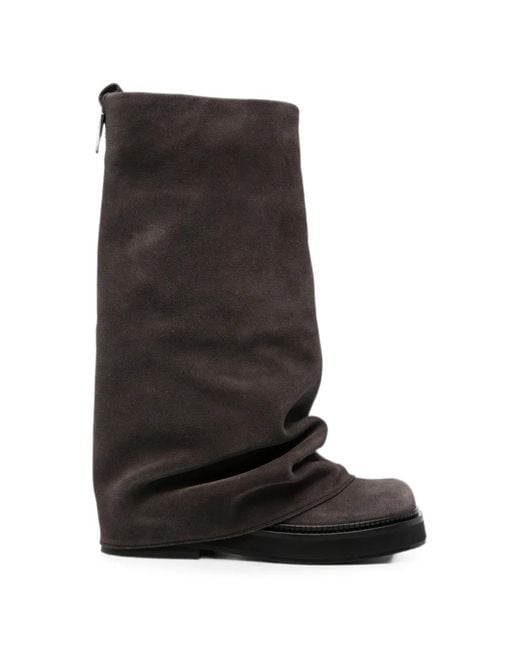 The Attico Black Slouchy Suede Boots