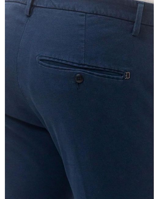 Dondup Blue Gaubert Button-Fastening Trousers for men