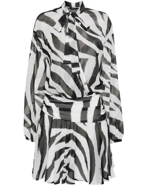 Robe courte à imprimé zébré Just Cavalli en coloris Gray