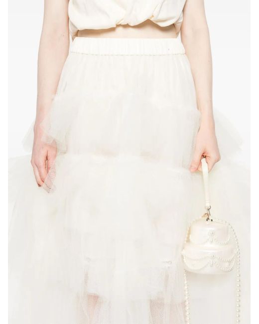Simone Rocha White Ruffled Tiered Tulle Skirt - Women's - Acetate/polyamide/silk/acetatecupronylon