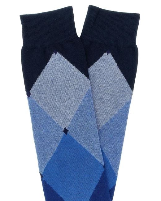 Ballantyne Blue Diamond-Patterned Stocking for men