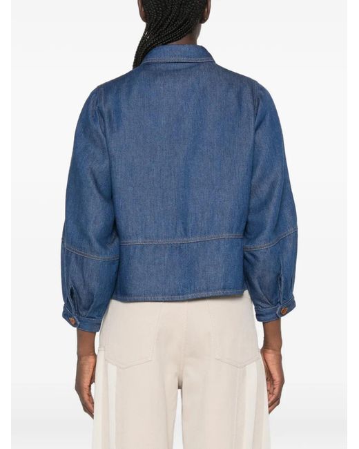 Sessun Blue Contrast-Stitched Jacket