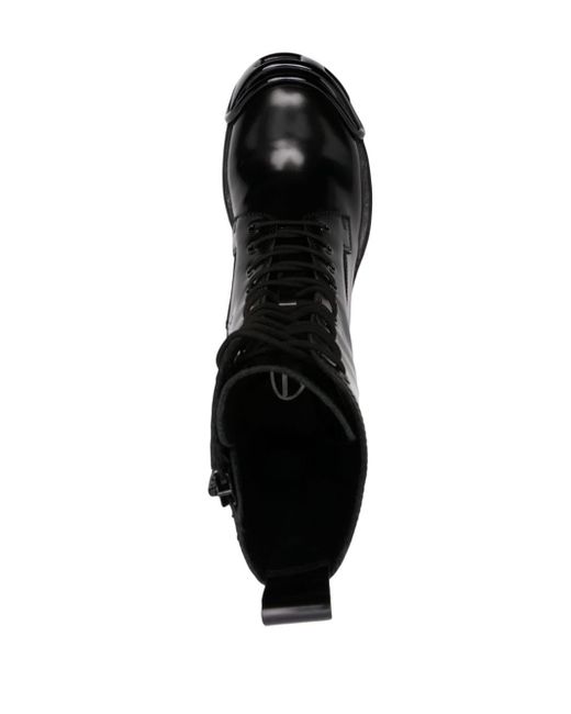 DIESEL Black D-hammer-leather Boots With Oval D Toe Guard for men
