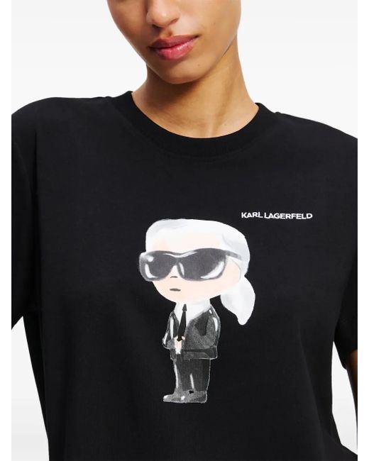 Karl Lagerfeld Black Ikon Aquarelle Printed T-Shirt