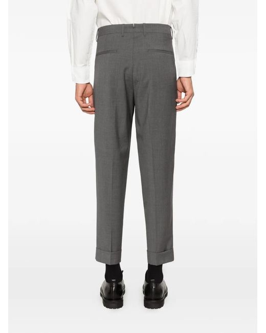 Berwich Gray Chiaia Pleated Cuffed Trousers for men