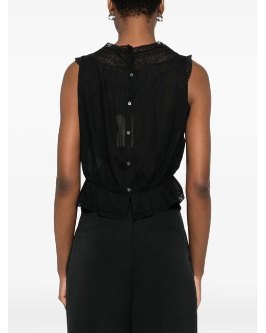 Doen Black Lilibet Lace-Trimmed Sleeveless Top