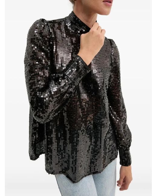 AllSaints Whitney スパンコール ブラウス Black