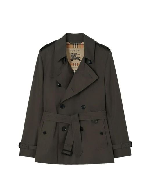 Burberry Black Extra-Short Tropical Gabardine Kensington Trench Coat for men