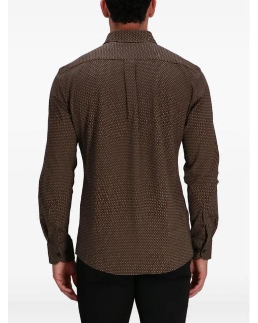 Boss Brown Geometric-Print Cotton Shirt for men