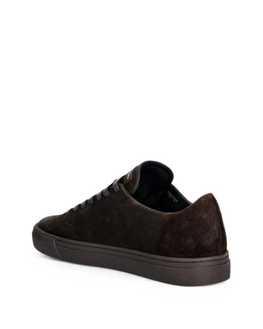 Crime London Black Suede Logo-Print Sneakers for men