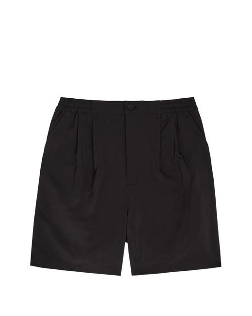 Picante Black Pleated Elasticated-Waistband Shorts for men