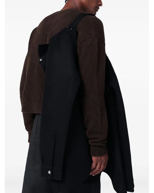 Rick Owens Black Button-Fastening Pocket Shirt Jacket for men