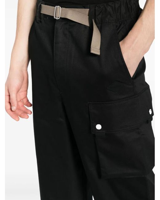 Spoonyard Black Cropped Wide-Leg Cargo Trousers for men