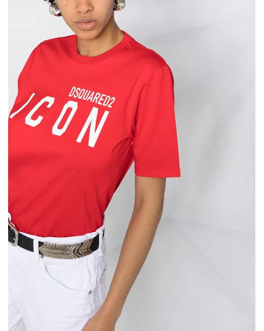 DSquared² Red Icon-Print Crew-Neck T-Shirt